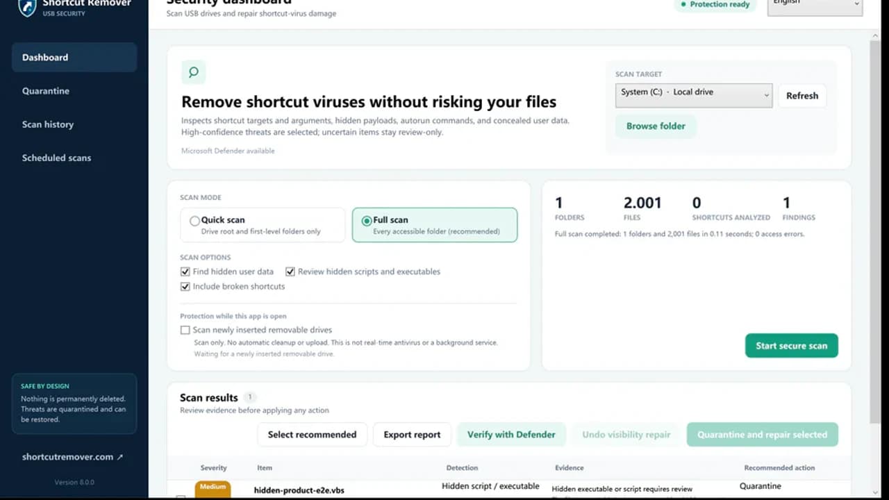 Shortcut Virus Remover screenshot