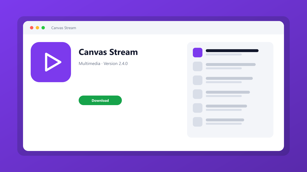 Canvas Stream main window