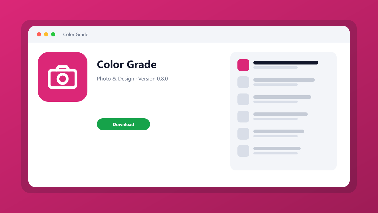 Color Grade main window