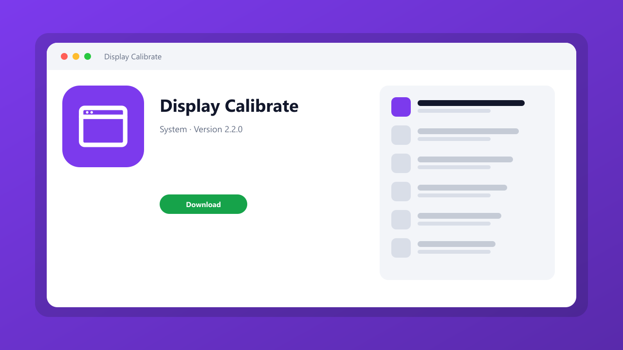 Display Calibrate main window