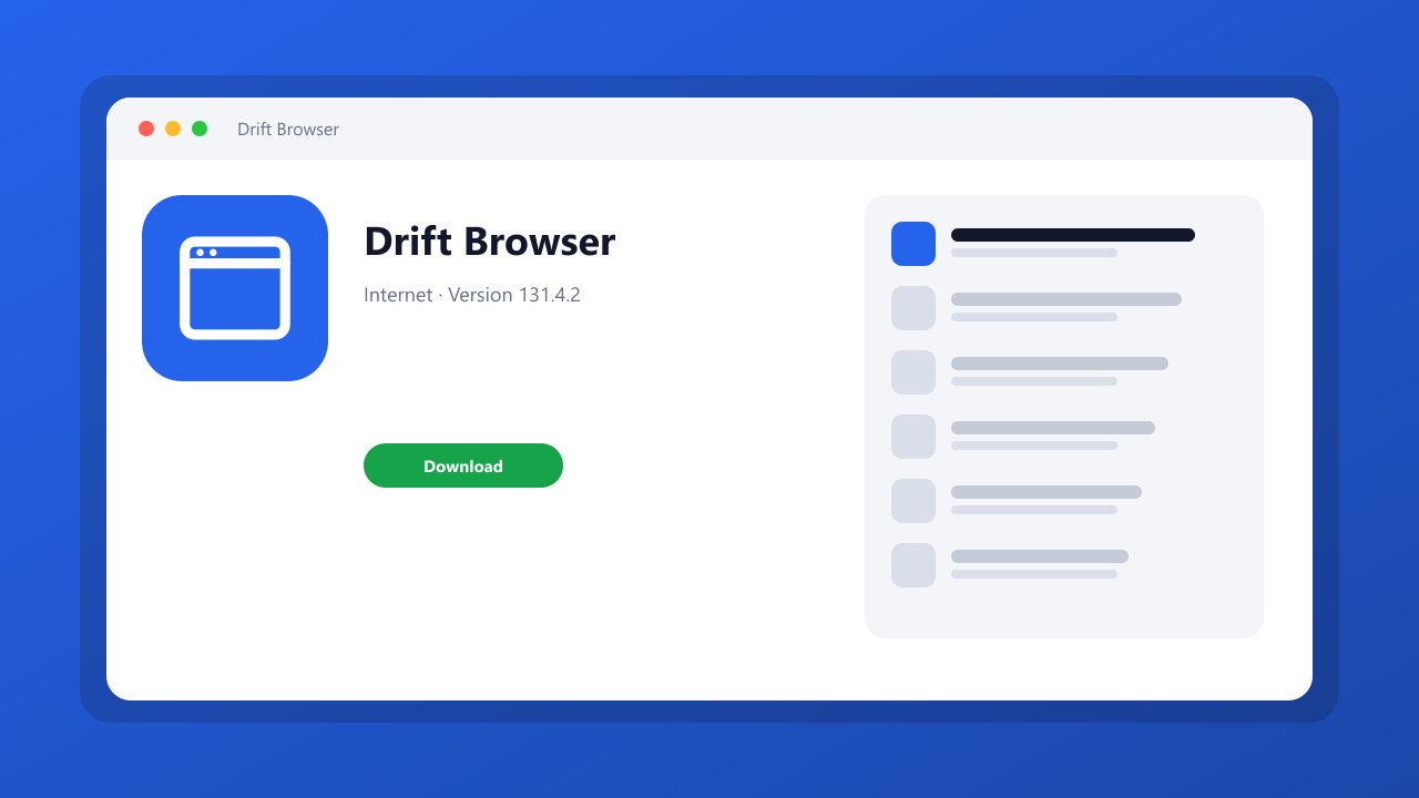 Drift Browser main window