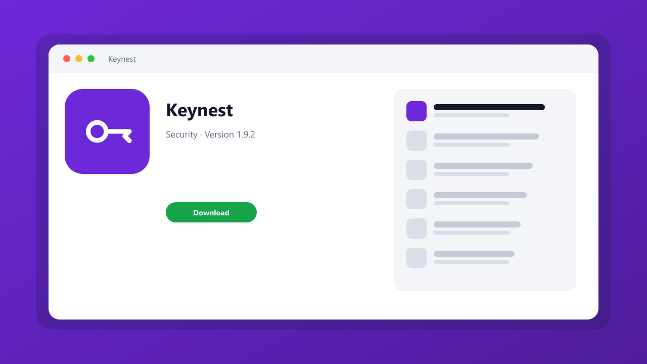 Keynest main window