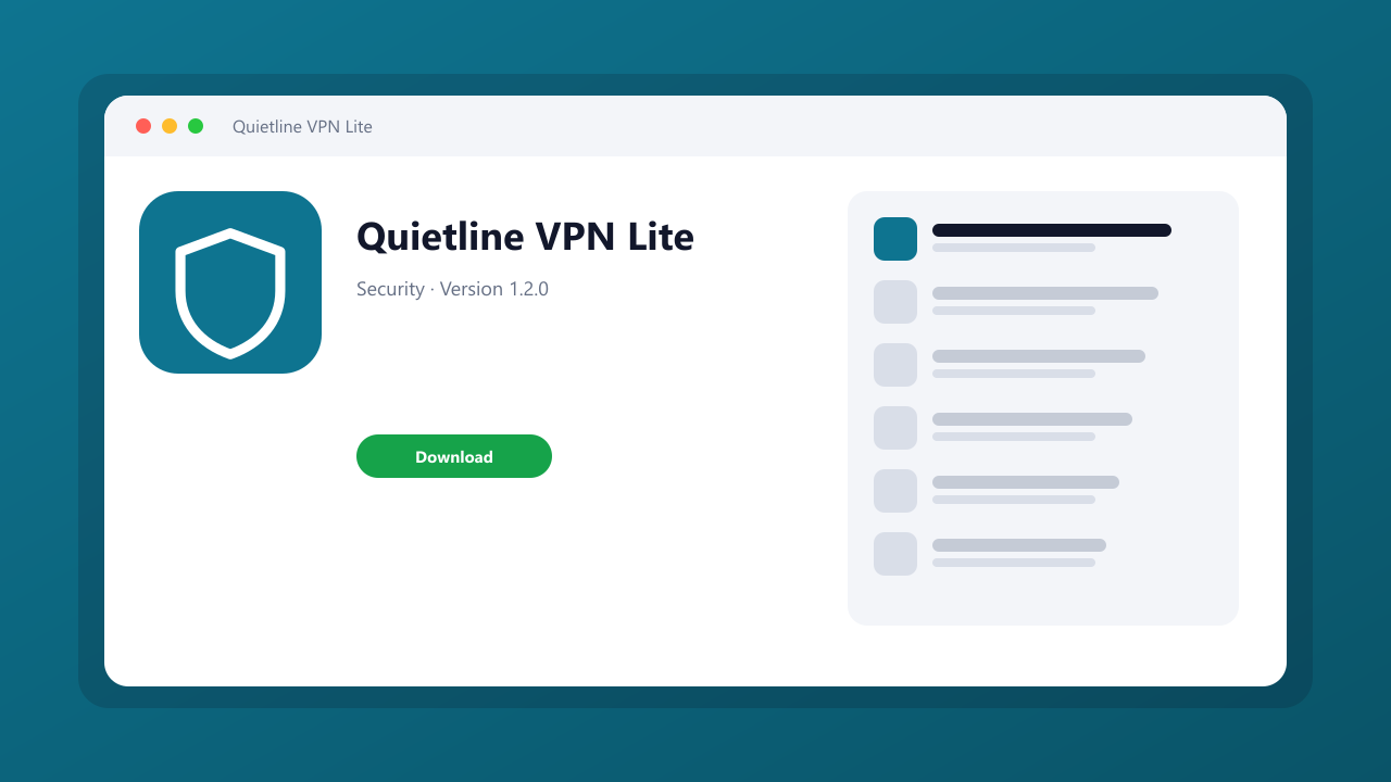 Quietline VPN Lite main window