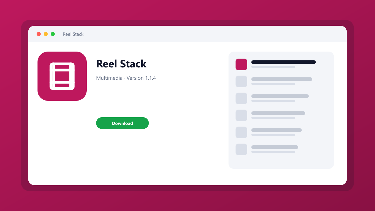Reel Stack main window