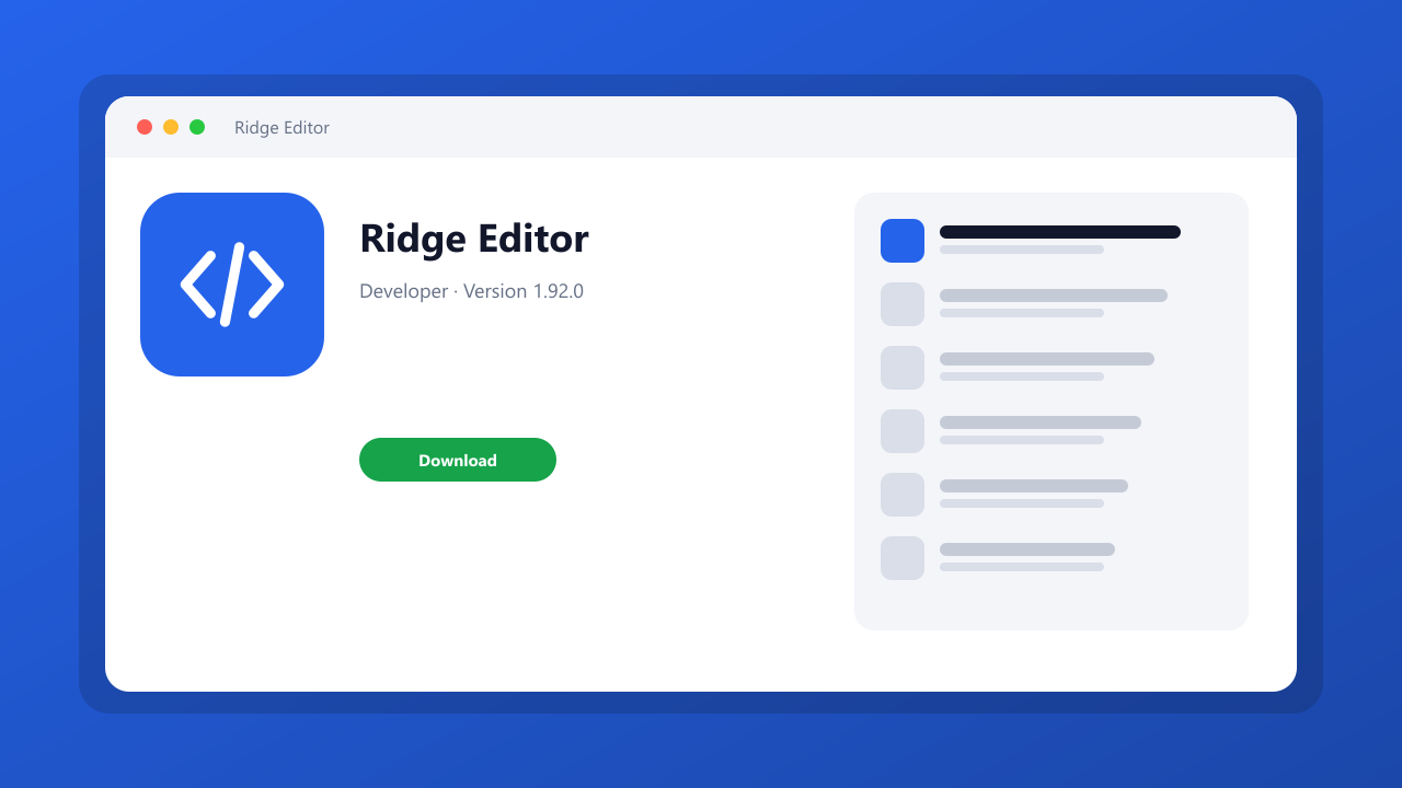 Ridge Editor main window