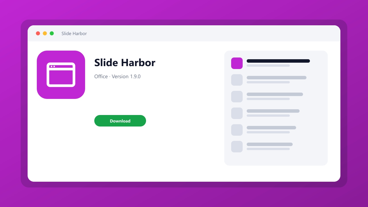 Slide Harbor main window