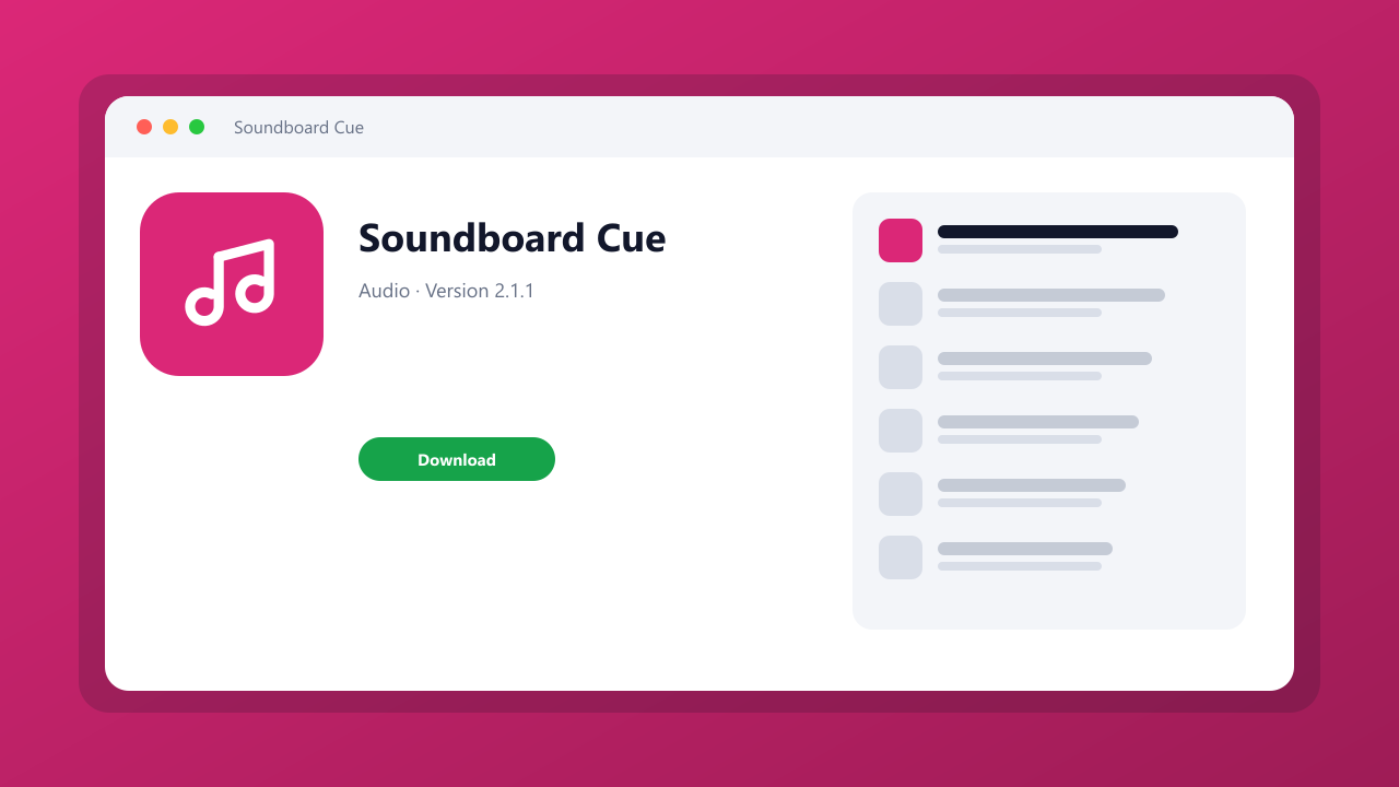 Soundboard Cue main window
